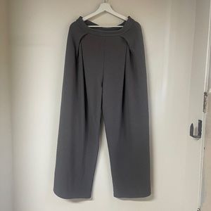 Wide-leg high waisted pleated grey pants SHEIN
